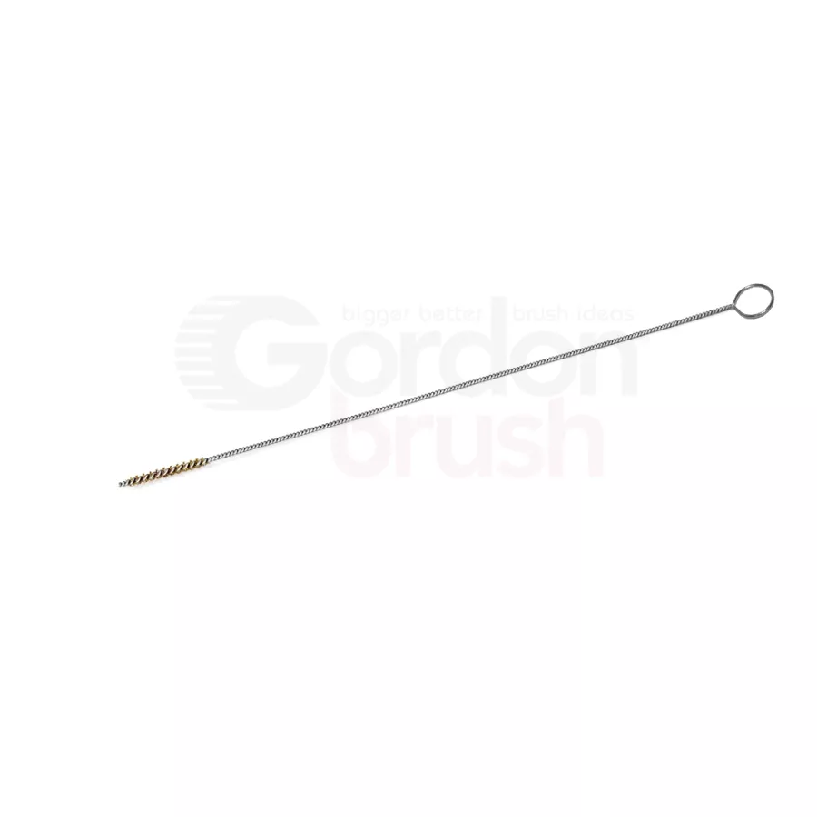 .050" Diameter Brass Filament and Stainless Steel Stem Single-Spiral brush with Ring Handle