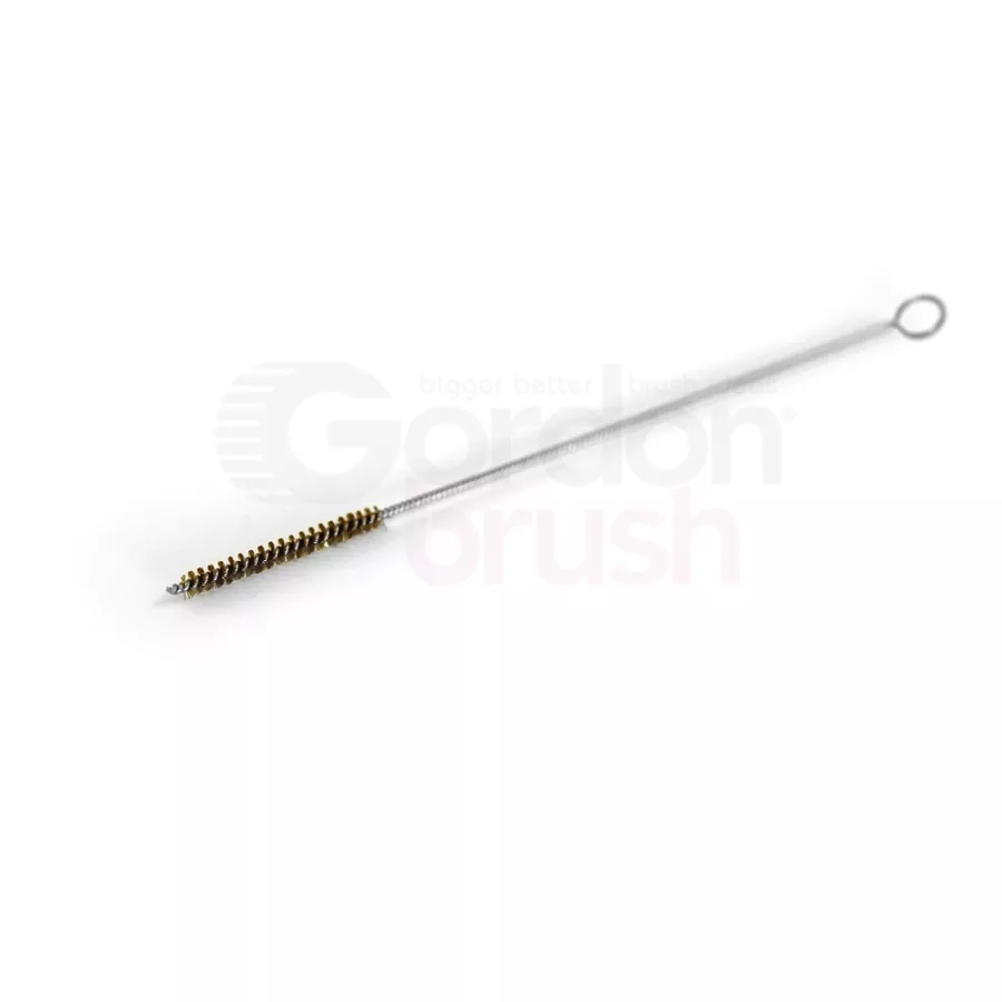 .100" Diameter Brass Filament and Stainless Steel Stem Single-Spiral brush with Ring Handle