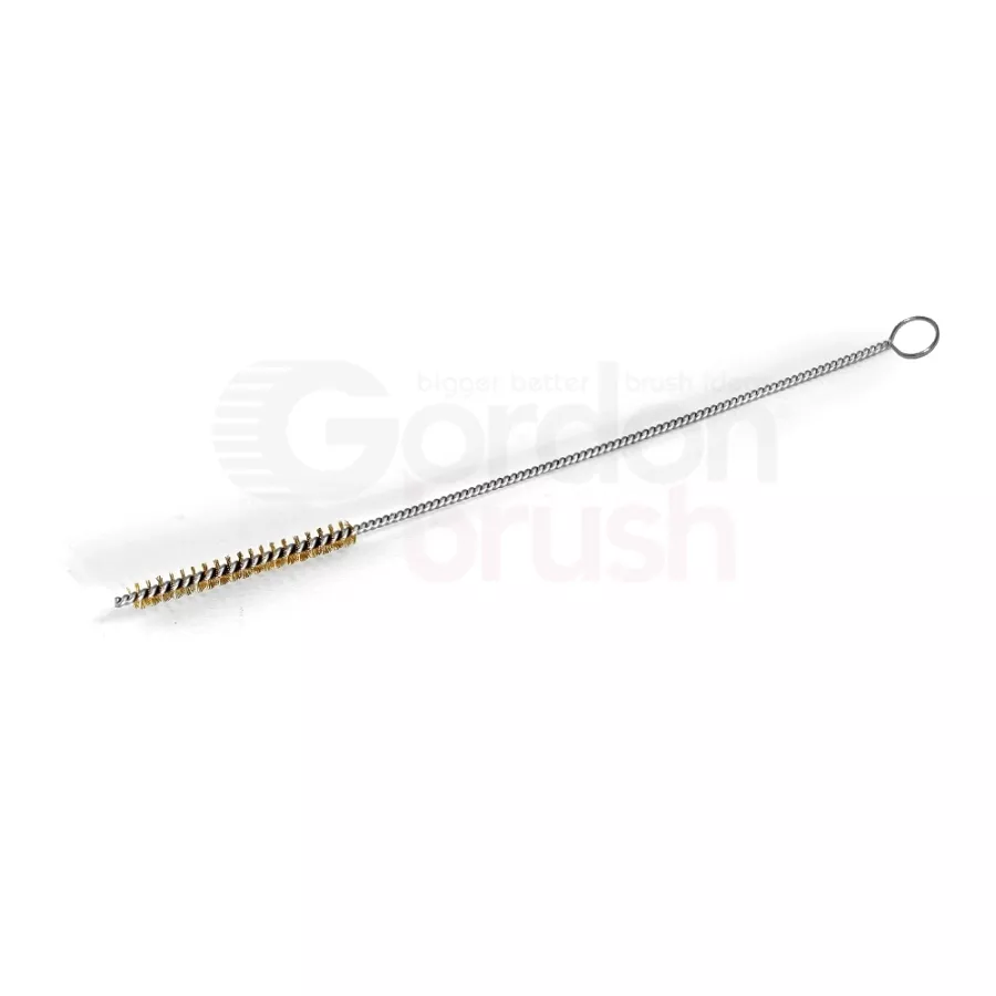 .110" Diameter Brass Filament and Stainless Steel Stem Single-Spiral brush with Ring Handle