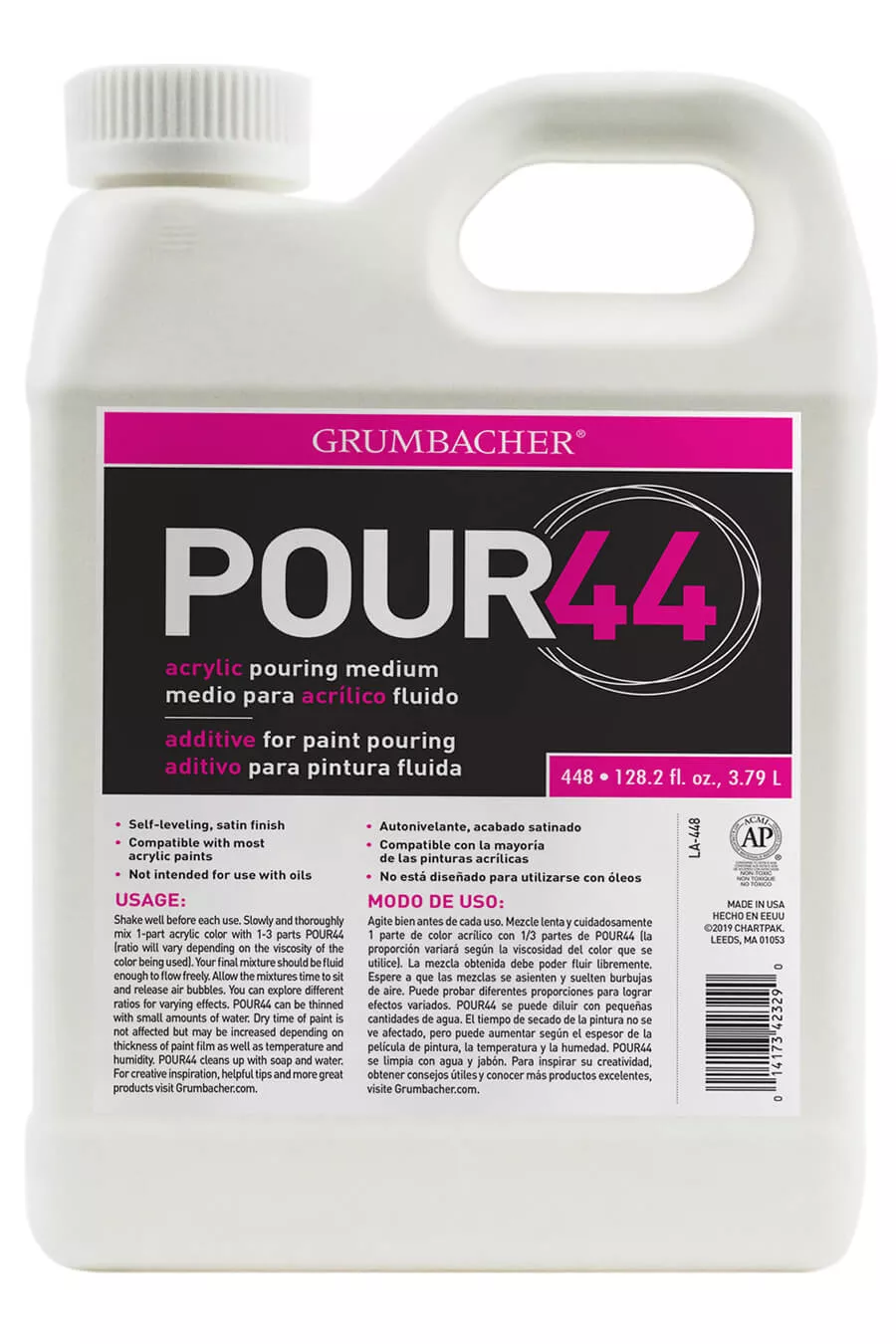Grumbacher Pour44 Medium, Acrylic Pouring Medium, 1 Gal