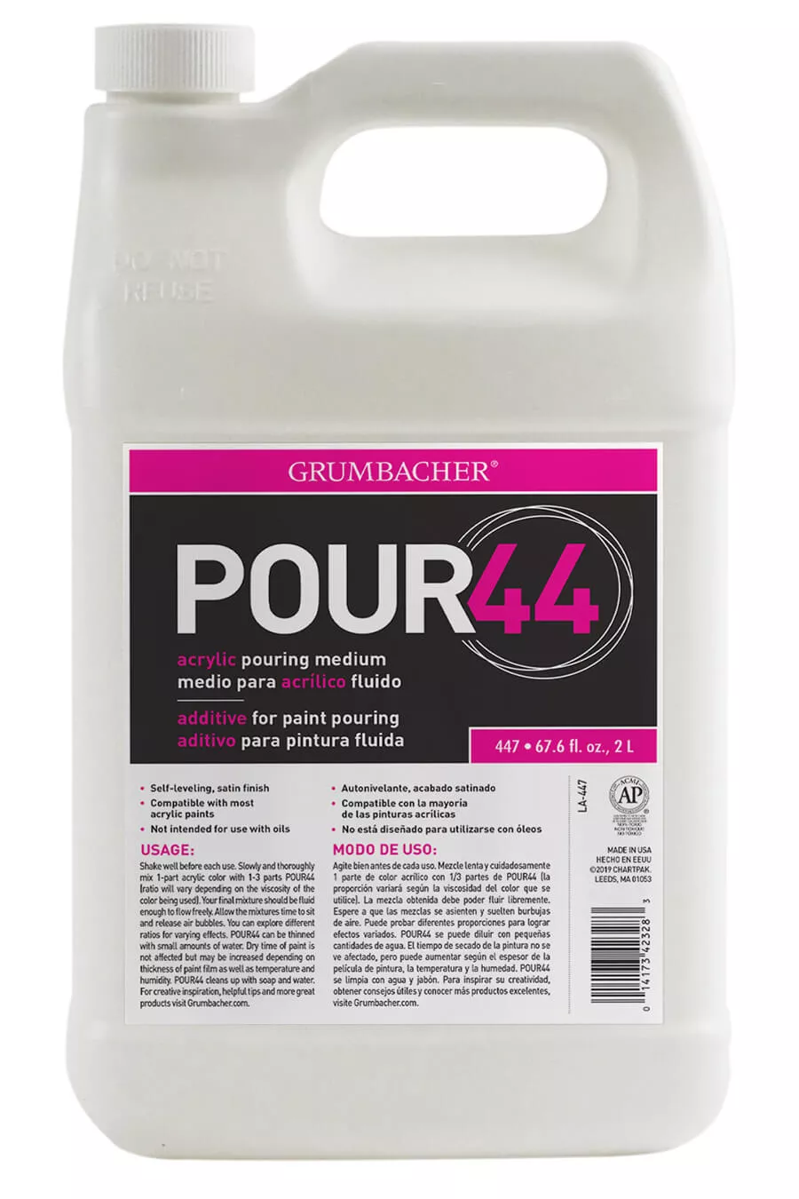 Grumbacher Pour44 Medium, Acrylic Pouring Medium, 2 L