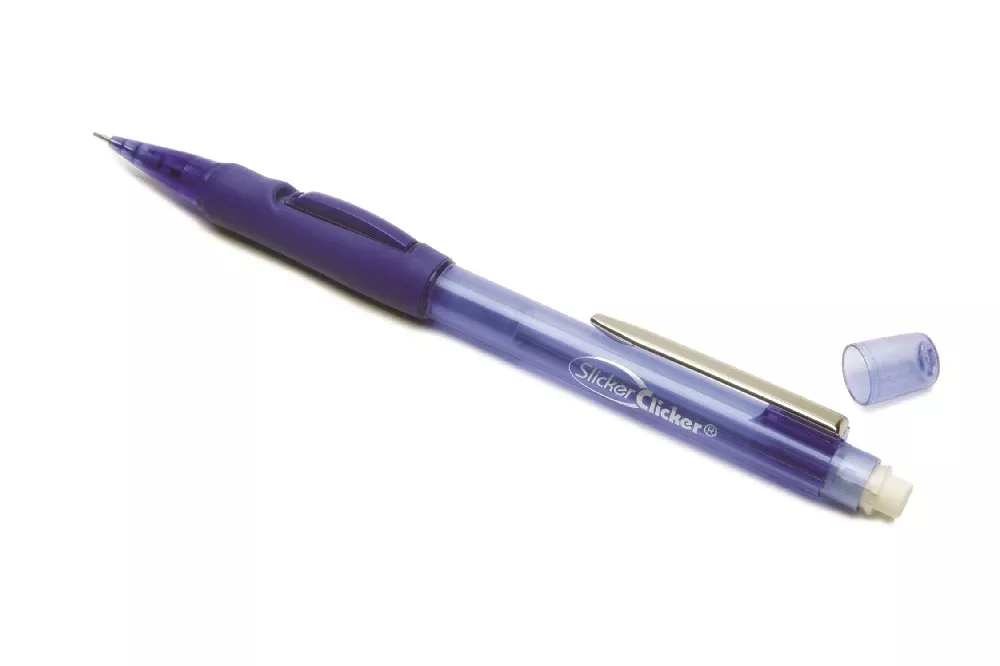 SKILCRAFT SlickerClicker Slickerclicker Side Advanced Mechanical Pencil, Medium Point, Translucent Blue, 1 Dozen